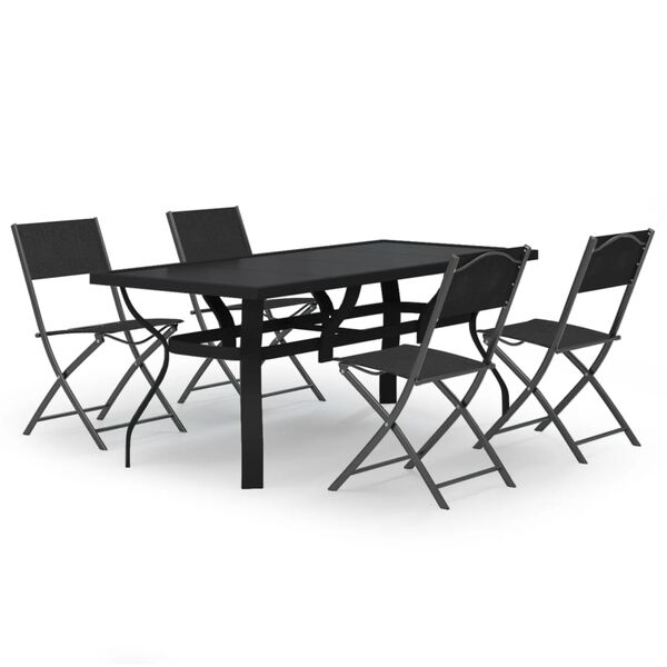 vidaXL Set da Pranzo da Giardino 5 pz Grigio e Nero