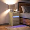 vidaXL Comodino con Luci LED Rovere Sonoma in Legno Multistrato