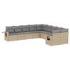 vidaXL Set Divano da Giardino 10 pz con Cuscini Beige in Polyrattan