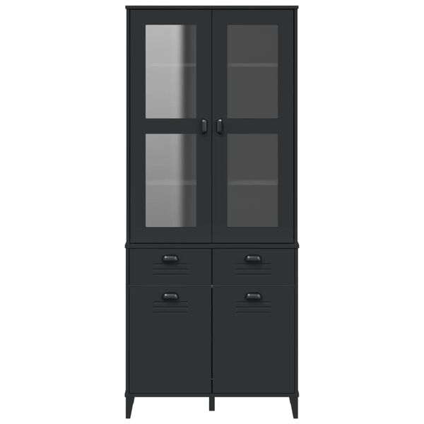 vidaXL Credenza VIKEN Nera 80x40x190 cm in Legno Massello di Pino