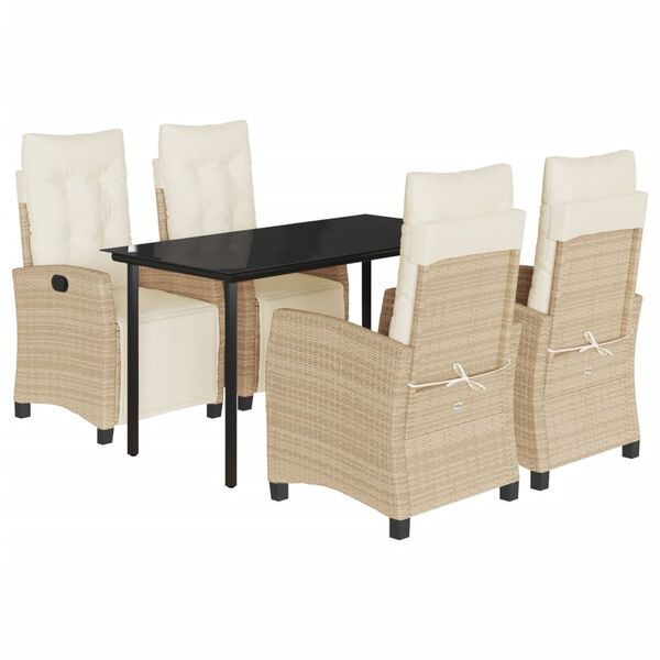 vidaXL Set da Pranzo da Giardino 5 pz con Cuscini Beige in Polyrattan