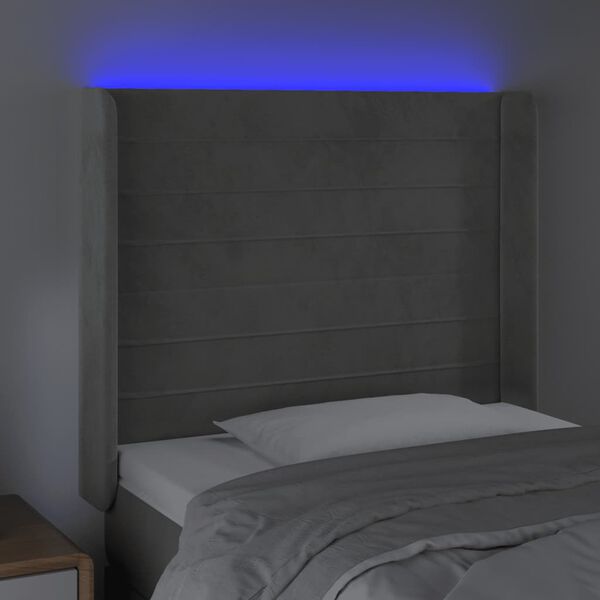 vidaXL Testiera a LED Grigio Chiaro 83x16x118/128 cm in Velluto