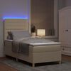 vidaXL Letto a Sorgente LED con materasso Crema 90 x 190 cm Tessuto