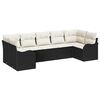vidaXL Set Divano da Giardino 7 pz Nero e bianco Poly Rattan