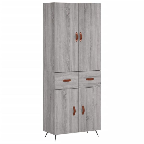 vidaXL Credenza Grigio Sonoma 69,5x34x180 cm in Legno Multistrato