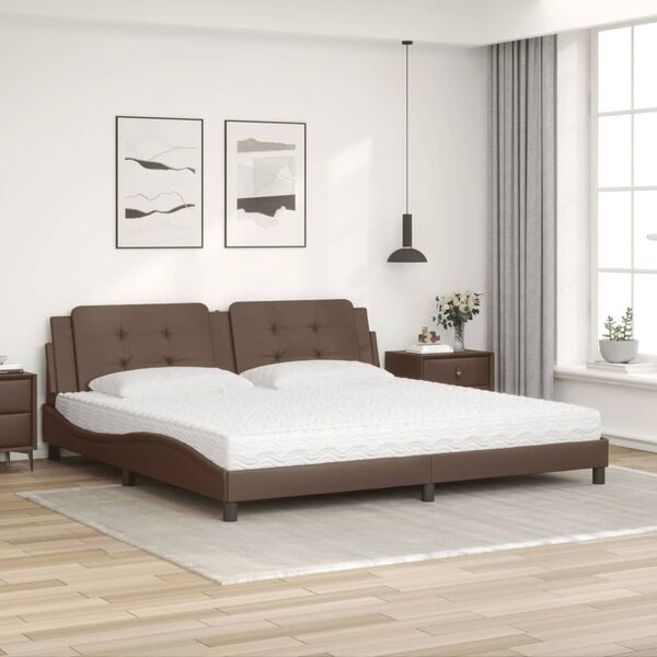 vidaXL Letto con Materasso Zadar Marrone 200x200cm in Similpelle