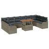 vidaXL Set Divano da Giardino 11 pz Grigio Poly Rattan