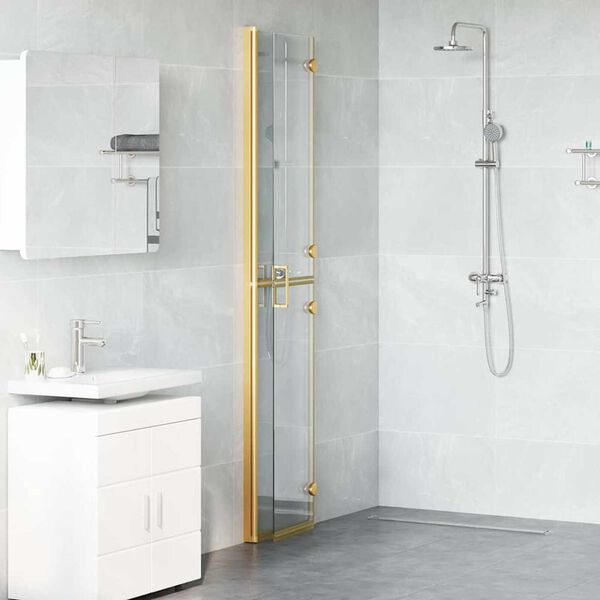 vidaXL Parete doccia Walk-in Oro e trasparente 80 x 190 cm