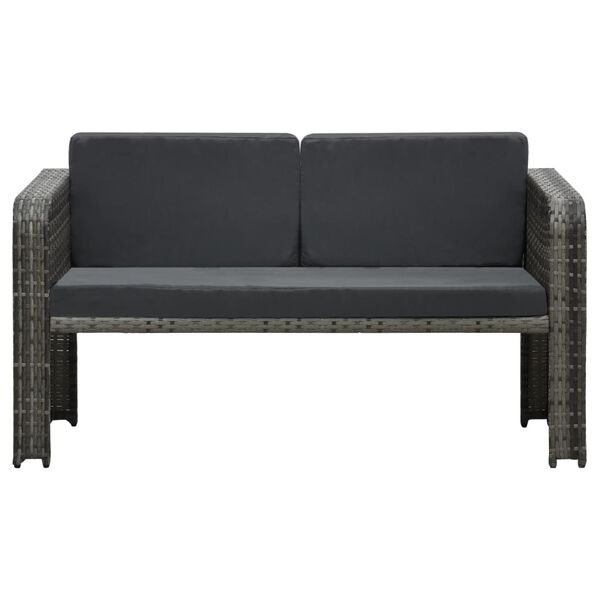 vidaXL Set Divani da Giardino 4 pz con Cuscini in Polyrattan Antracite