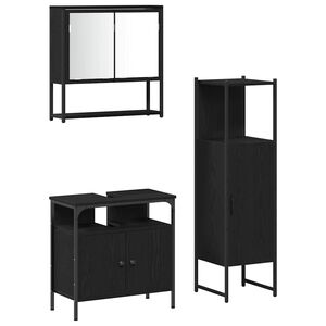 vidaXL Set di mobili per il bagno 3 pcs Nero Legno multistrato