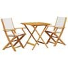 vidaXL Set da Bistrot 3pz Bianco Crema in Tessuto e Legno Massello