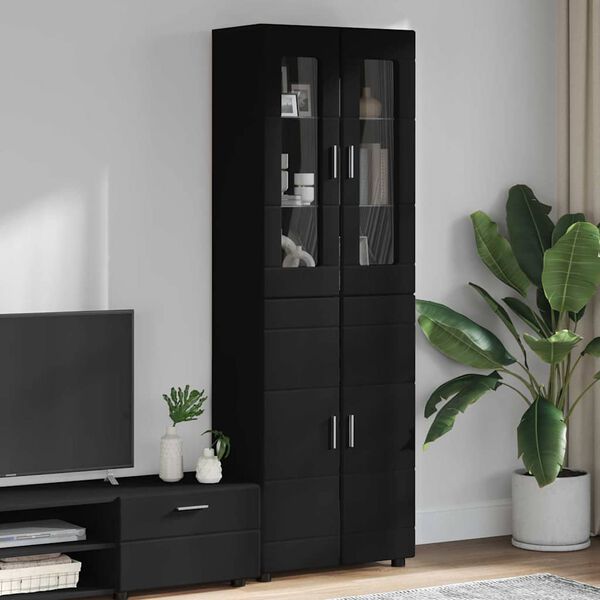 vidaXL Credenza FLORIN Nero 60 x 35 x 182 cm Legno multistrato