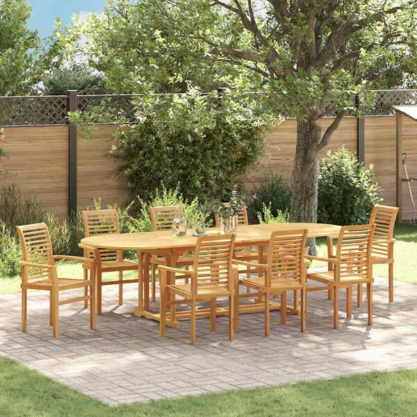 vidaXL Set da Pranzo per Giardino 9 pcs Legno di teak solido