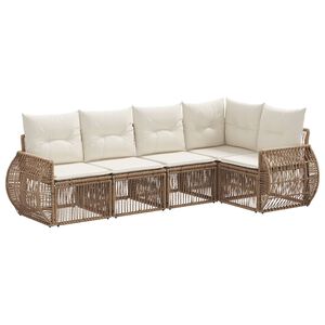vidaXL Set Divano da Giardino 5 pz Beige e Bianco Crema polyrattan