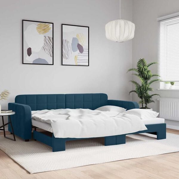 vidaXL Divano Letto con Letto Estraibile Blu 90x200 cm in Velluto