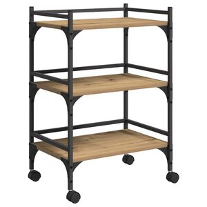 vidaXL Carrello da Cucina Rovere artigianale 50 x 35 x 75.5 cm