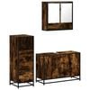 vidaXL Set Mobili da Bagno 3 pz Rovere Fumo in Legno Multistrato