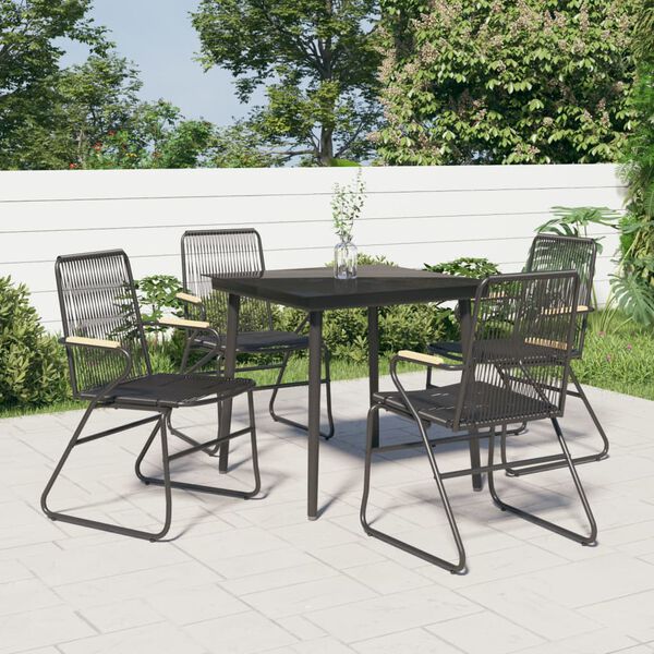 vidaXL Set da Pranzo da Giardino 5 pz Nero in Rattan PVC