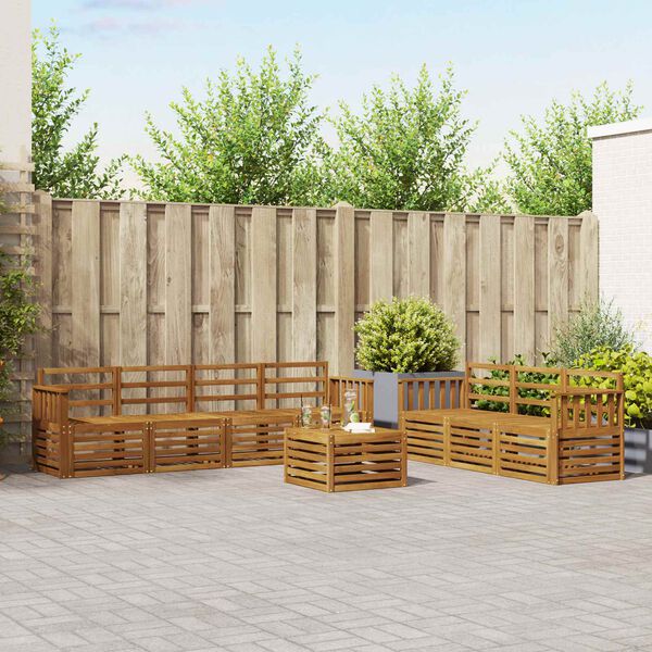 vidaXL Set divani 8 pcs Naturale Legno di Acacia Massello