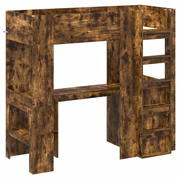 vidaXL Struttura letto a castello con scrivania Rovere fum&eacute;