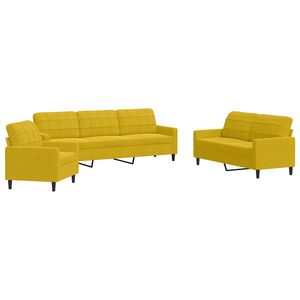 vidaXL Set di Divani 3 pz con Cuscini giallo in Velluto