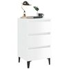vidaXL Comodino con Gambe in Metallo Bianco Lucido 40x35x69 cm