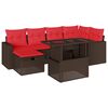 vidaXL Set Divani da Giardino 7 pz con Cuscini Marrone in Polyrattan