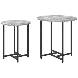 vidaXL Set tavolini 2 pz Grigio Sonoma e Nero 50 x 50 x 50 cm