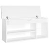 vidaXL Panca Porta Scarpe Cuscino Bianco Lucido 104x30x49 Multistrato