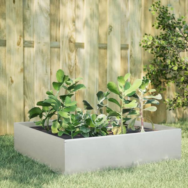 vidaXL Fioriera Rialzata da Giardino 100x100x25 cm in Acciaio Inox