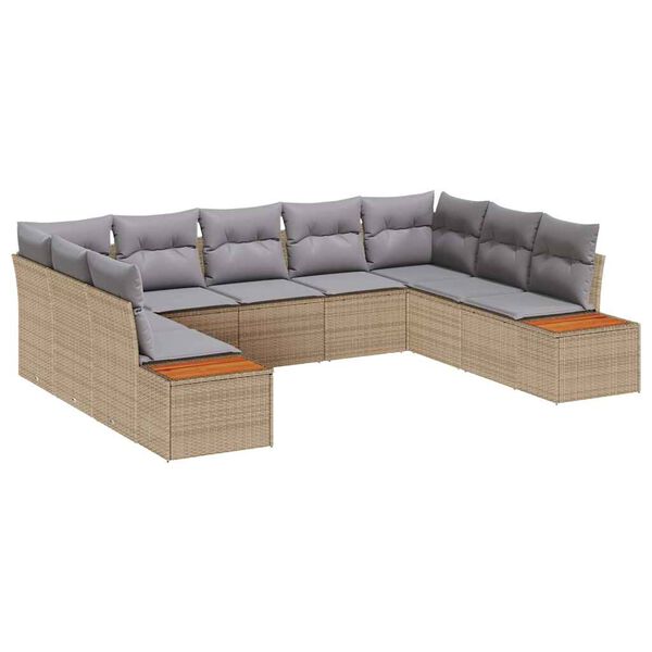 vidaXL Set Divano da Giardino 5 pcs Beige e Grigio Chiaro Polyrattan
