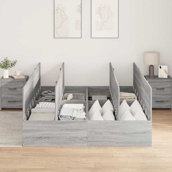 vidaXL Struttura letto con contenitore Grigio Sonoma 140 x 200 cm
