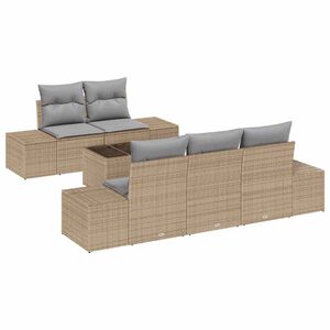 vidaXL Set Divano da Giardino con cuscino 6 pcs Beige polyrattan