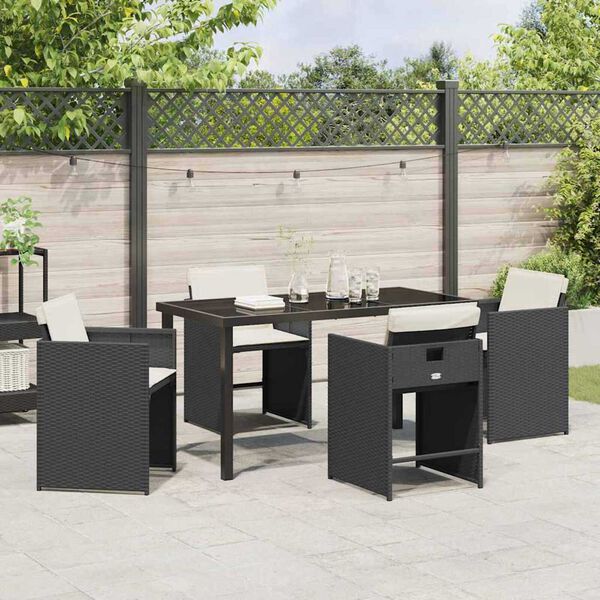 vidaXL Set da Pranzo per Giardino 5 pcs Nero polyrattan