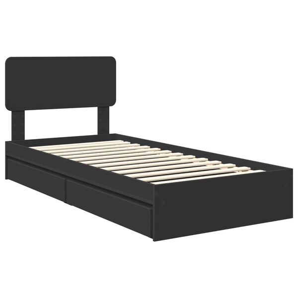 vidaXL Letto con Contenitore Nero 100 x 200 cm Legno multistrato