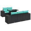 vidaXL Set Divano da Giardino 6 pz con Cuscini Nero Polyrattan Acacia
