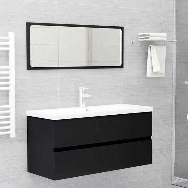vidaXL Set Mobili da Bagno Nero in Legno Multistrato