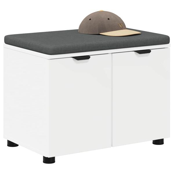 vidaXL Panca per ingresso con cuscino con porta Bianco 60 x 38 x 46 cm