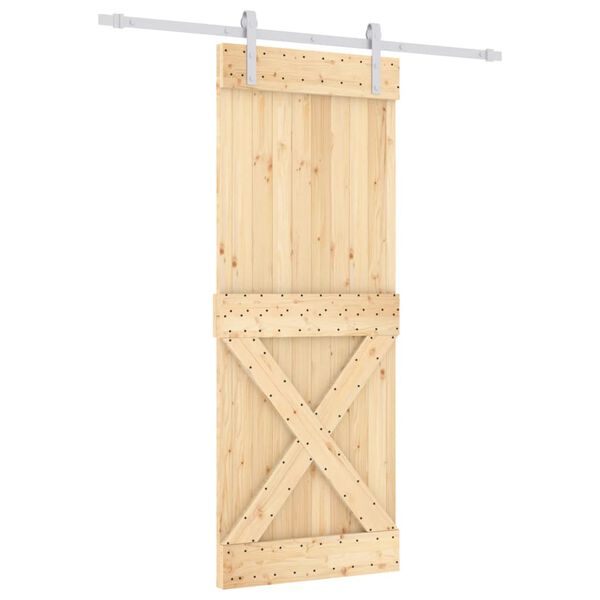 vidaXL Porta Scorrevole con Set Hardware 80x210 cm Legno Massello Pino