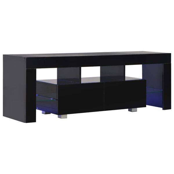 vidaXL Mobile Porta TV con Luci LED Nero Lucido 130x35x45 cm