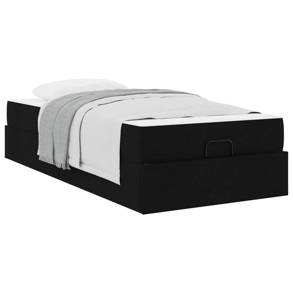 vidaXL Struttura letto con materasso con materasso 2 pcs Nero Tessuto