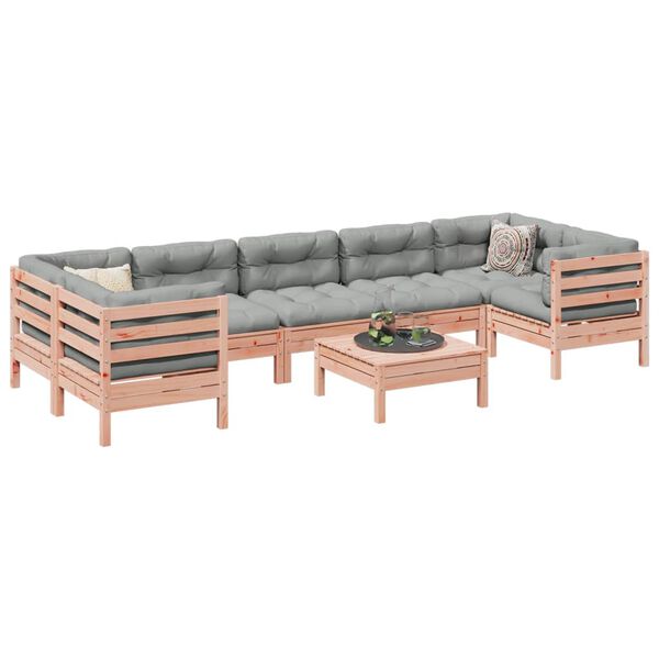 vidaXL Set Divani da Giardino 8 pz con Cuscini Massello Abete Douglas