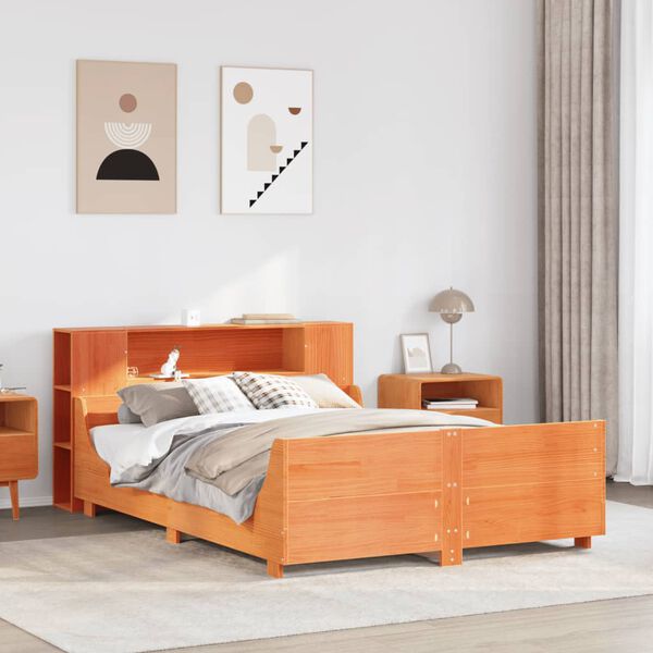 vidaXL Letto senza Materasso Marrone Cera 135x190 cm in Legno di Pino