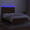vidaXL Letto a Molle Materasso e LED MarroneScuro 140x190cm in Tessuto