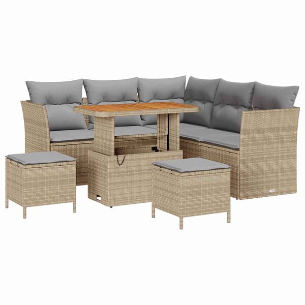 vidaXL Set Divano da Giardino con cuscino 8 pcs beige e grigio chiaro