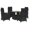 vidaXL Set da Pranzo da Giardino 5 pz Nero con Cuscini in Polyrattan