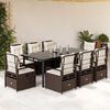 vidaXL Set da Pranzo da Giardino 9pz con Cuscini Marrone in Polyrattan
