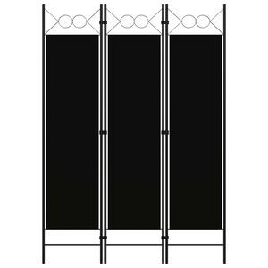 vidaXL Paravento a 3 Pannelli Nero 120x180 cm