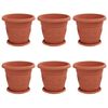 vidaXL Vasi per Piante 6 pz Rosso Mattone &Oslash; 26 x 21.5 cm Plastica