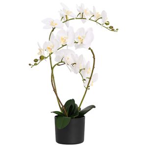 vidaXL Pianta di Orchidea Artificiale con Vaso Bianco 45 x 15 x 65 cm
